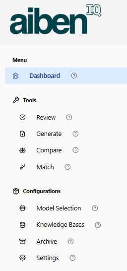 AibenIQ navigation sidebar